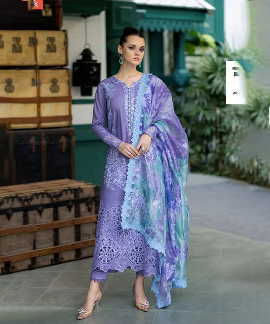 3 Piece Embroidered Lawn Shirt with Printed Cotton Net Dupatta OR 86