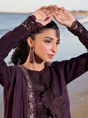 IZ 813-3 Piece Unstitched Heavy Embroidered Chickan Kari Dhanak Suit ( Full Embroidered Dhanak Dupatta )