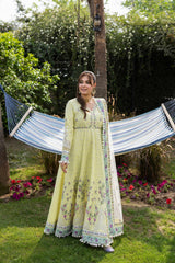 Aneelas - 3 Piece Unstitched Embroidered Lawn Frock Net Emb Duppata - A2620