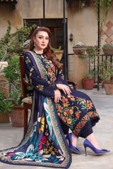 3PC - Lawn EMBROIDERED SHIRT WITH COURTRAI PRINTED Dupatta & TROUSER - A676