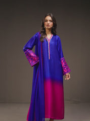 3 Piece Unstitched Embroidered and Printed SIlk Suit 230