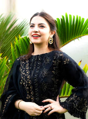 3 Piece Embroidered Lawn Shirt with Embroidered Organza Duppata A1020