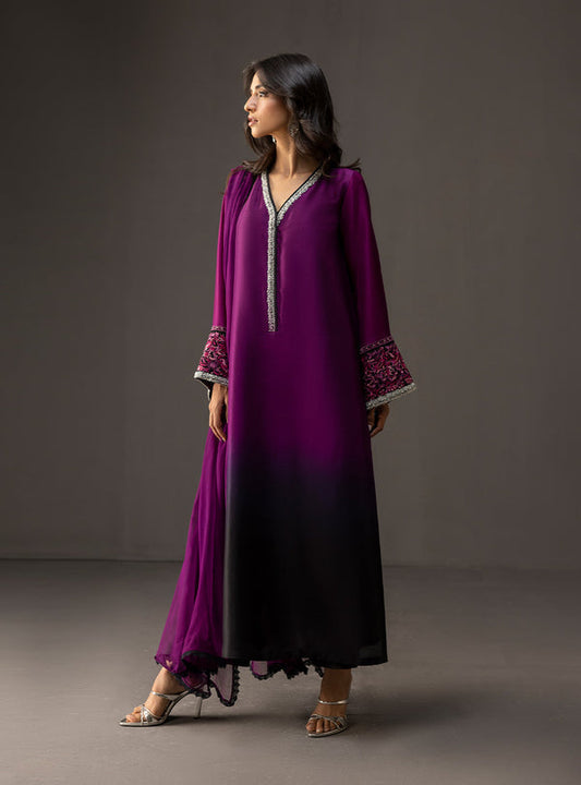 3 Piece Unstitched Embroidered and Printed SIlk Suit 226