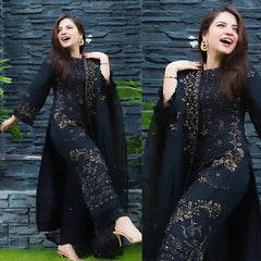 3 Piece Embroidered Lawn Shirt with Embroidered Organza Duppata A1020