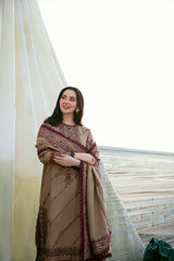 3PC DHANAK EMBROIDERED UNSTICHED SUIT 258