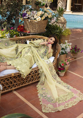 ELAF-3PC LAWN CHIKANKARI EMBROIDERED SHIRT WITH KHAADI NET EMB DUPATTA AND EMB TROUSER - 711