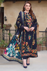 3PC - Lawn EMBROIDERED SHIRT WITH COURTRAI PRINTED Dupatta & TROUSER - A676